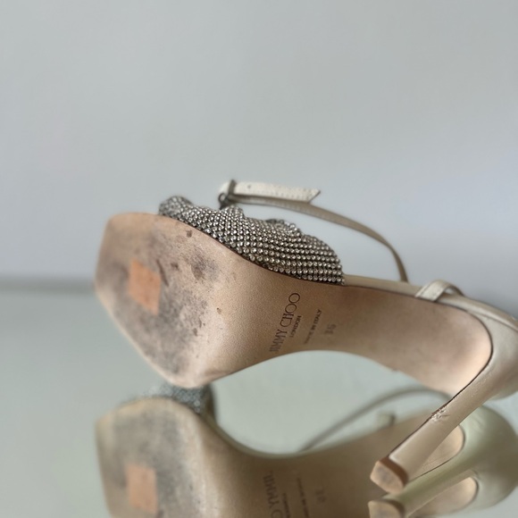 JIMMY CHOO Naria 110 Crystal-Embellished Leather Sandals White $1,625 36 - Picture 16 of 16